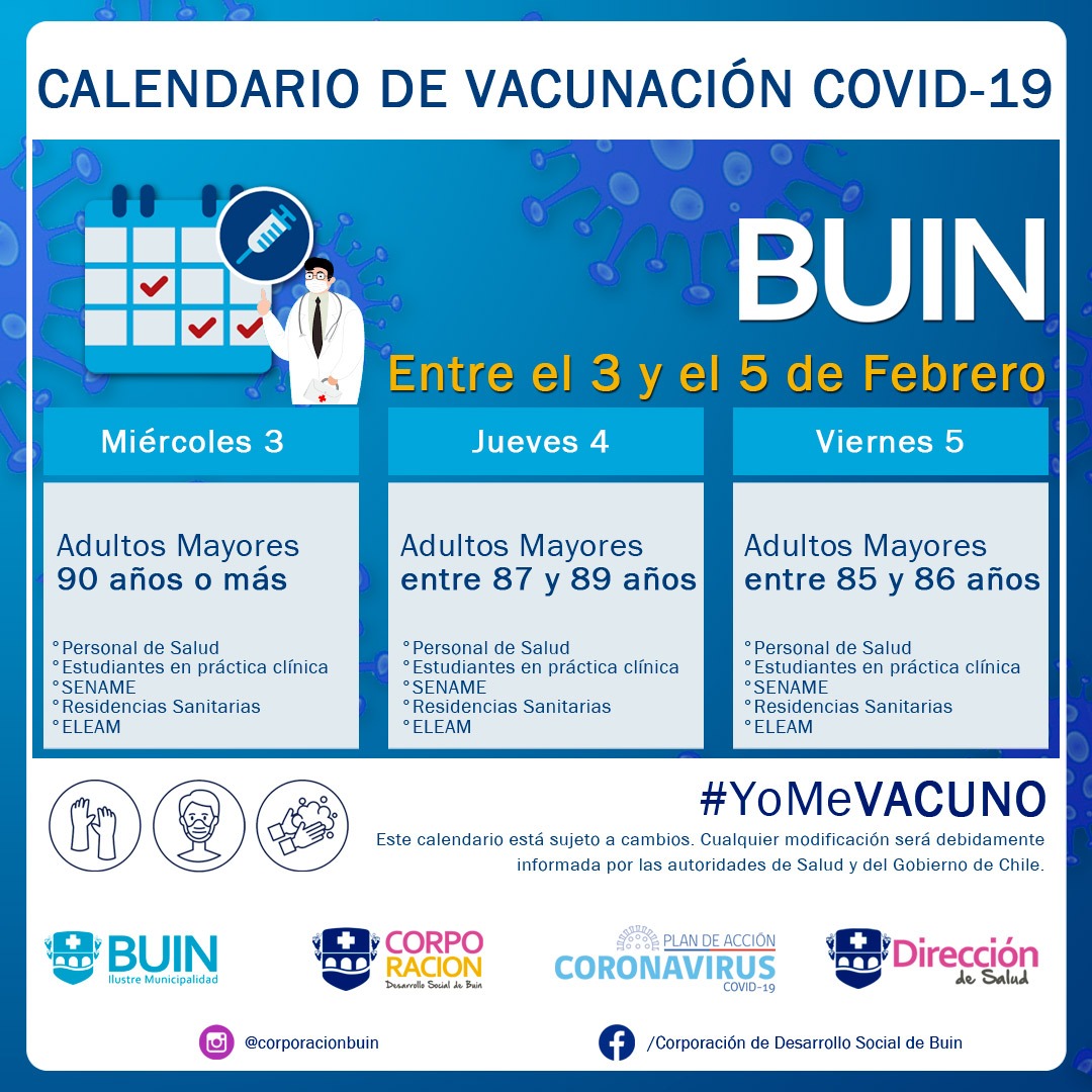 ESTE MIÉRCOLES 03 DE FEBRERO COMIENZA LA PRIMERA ETAPA DE VACUNACIÓN COVID-19 EN BUIN