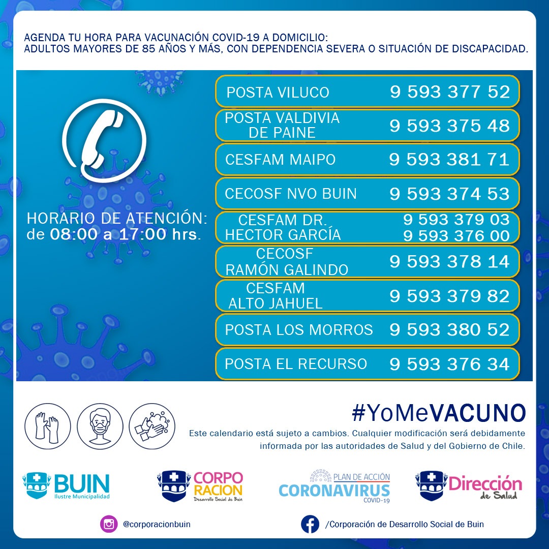 AGENDA TU HORA PARA VACUNACIÓN COVID-19 A DOMICILIO: ADULTOS MAYORES DE 85 AÑOS Y MÁS, CON DEPENDENCIA SEVERA O SITUACIÓN DE DISCAPACIDAD