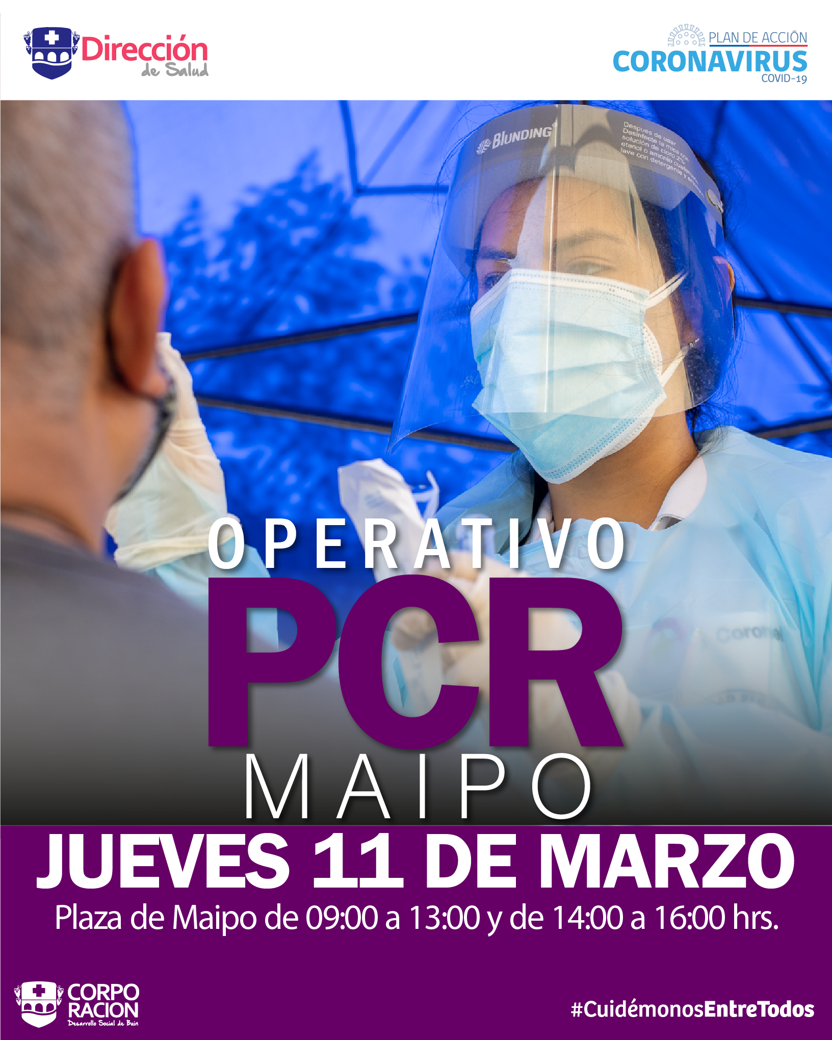 PCR EN TERRENO: OPERATIVO EN PLAZA DE MAIPO