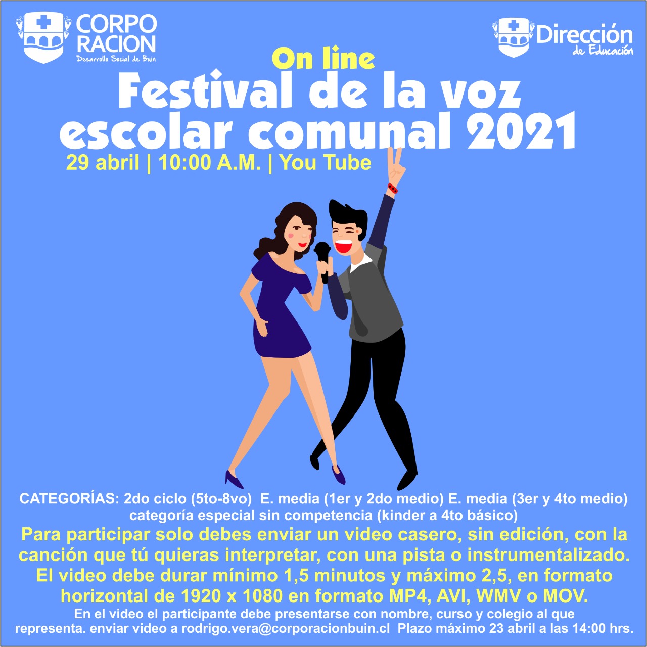 ¡FESTIVAL DE LA VOZ ESCOLAR 2021: TODOS Y TODAS PUEDEN PARTICIPAR!