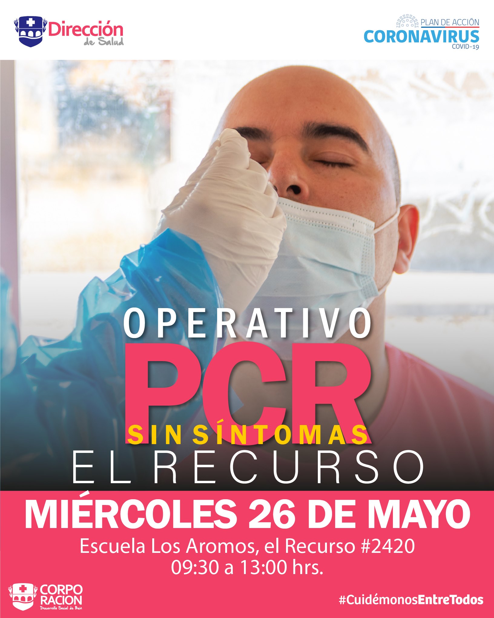 OPERATIVO PCR EN ESCUELA LOS AROMOS DE EL RECURSO ESTE MIÉRCOLES 26 DE MAYO