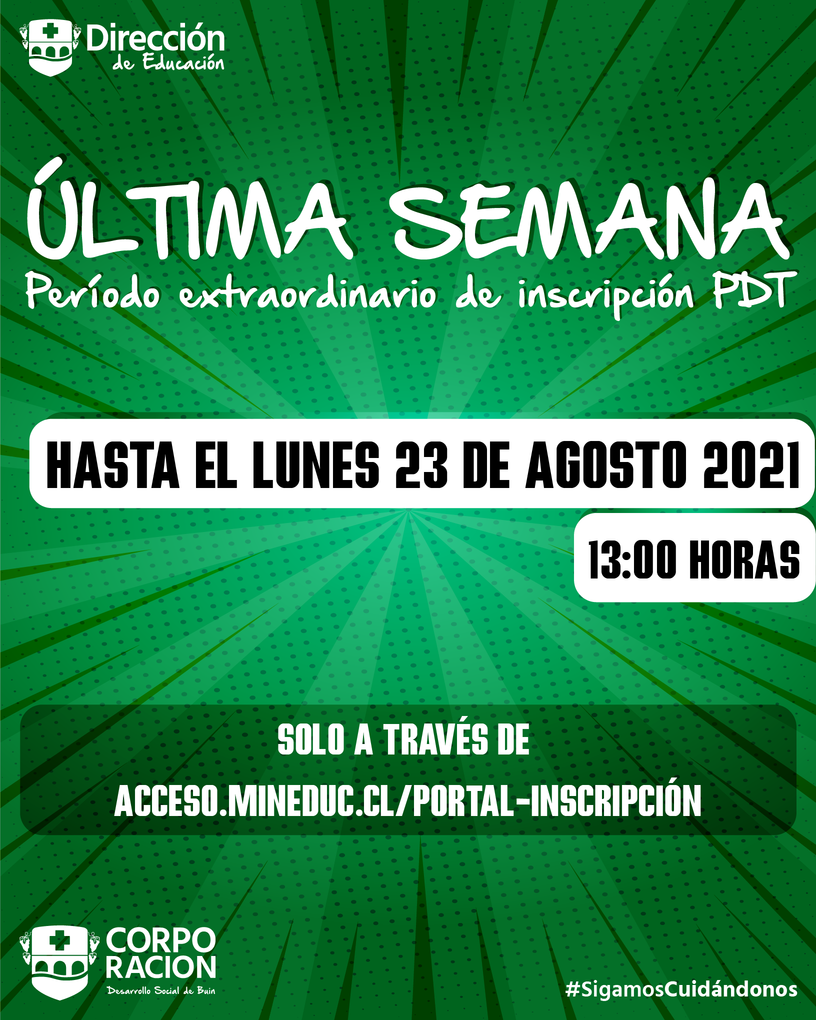 ¡ÚLTIMOS DÍAS PARA INSCRIBIRSE A LA PDT!