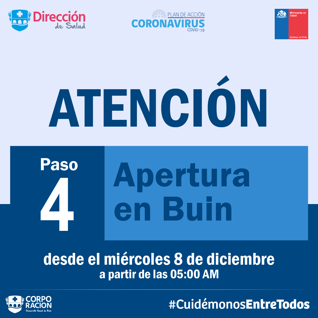BUIN AVANZA A PASO 4 ESTE MIÉRCOLES 08 DE DICIEMBRE