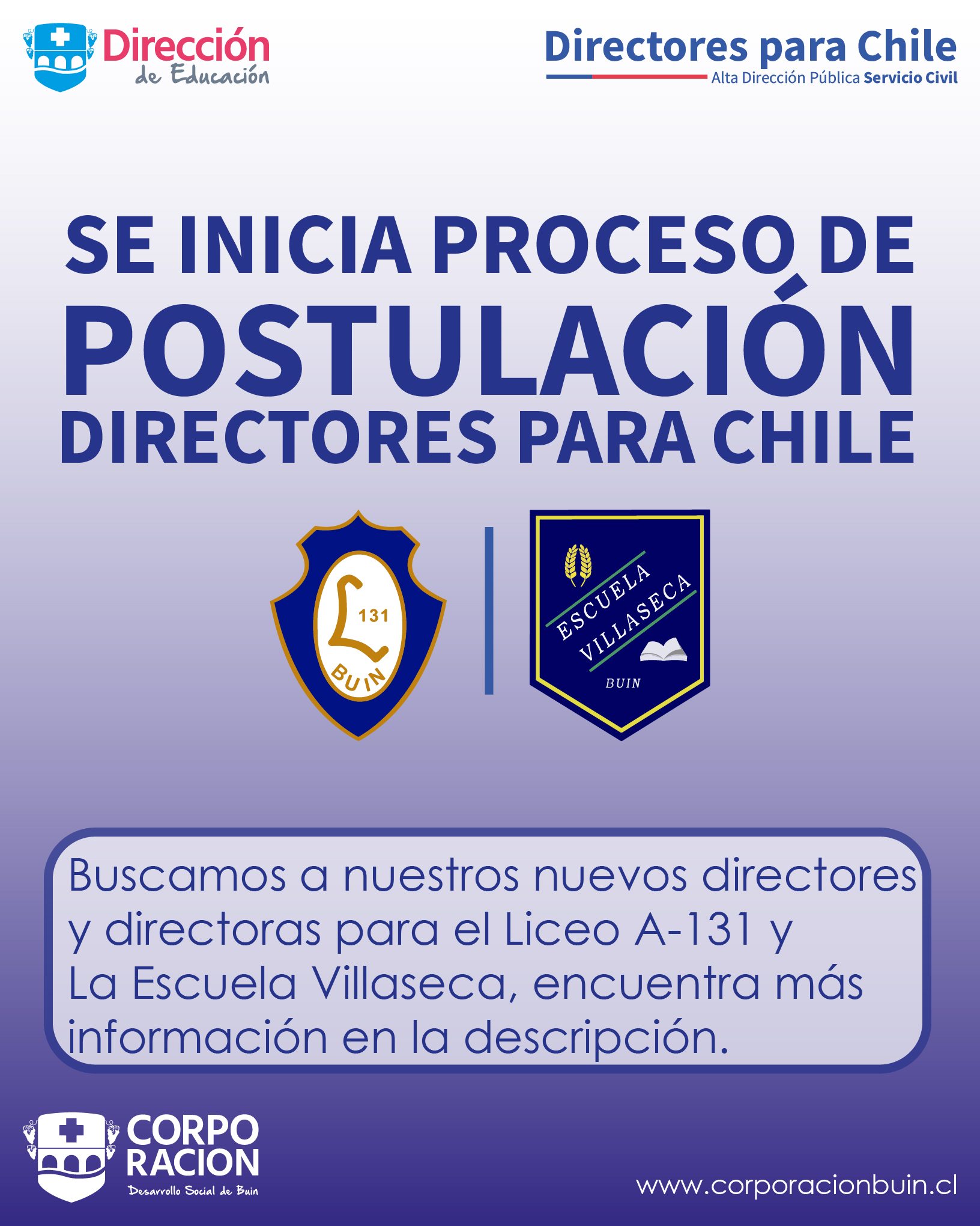 ¡BUSCAMOS A NUESTROS NUEVOS DIRECTORES Y DIRECTORAS!