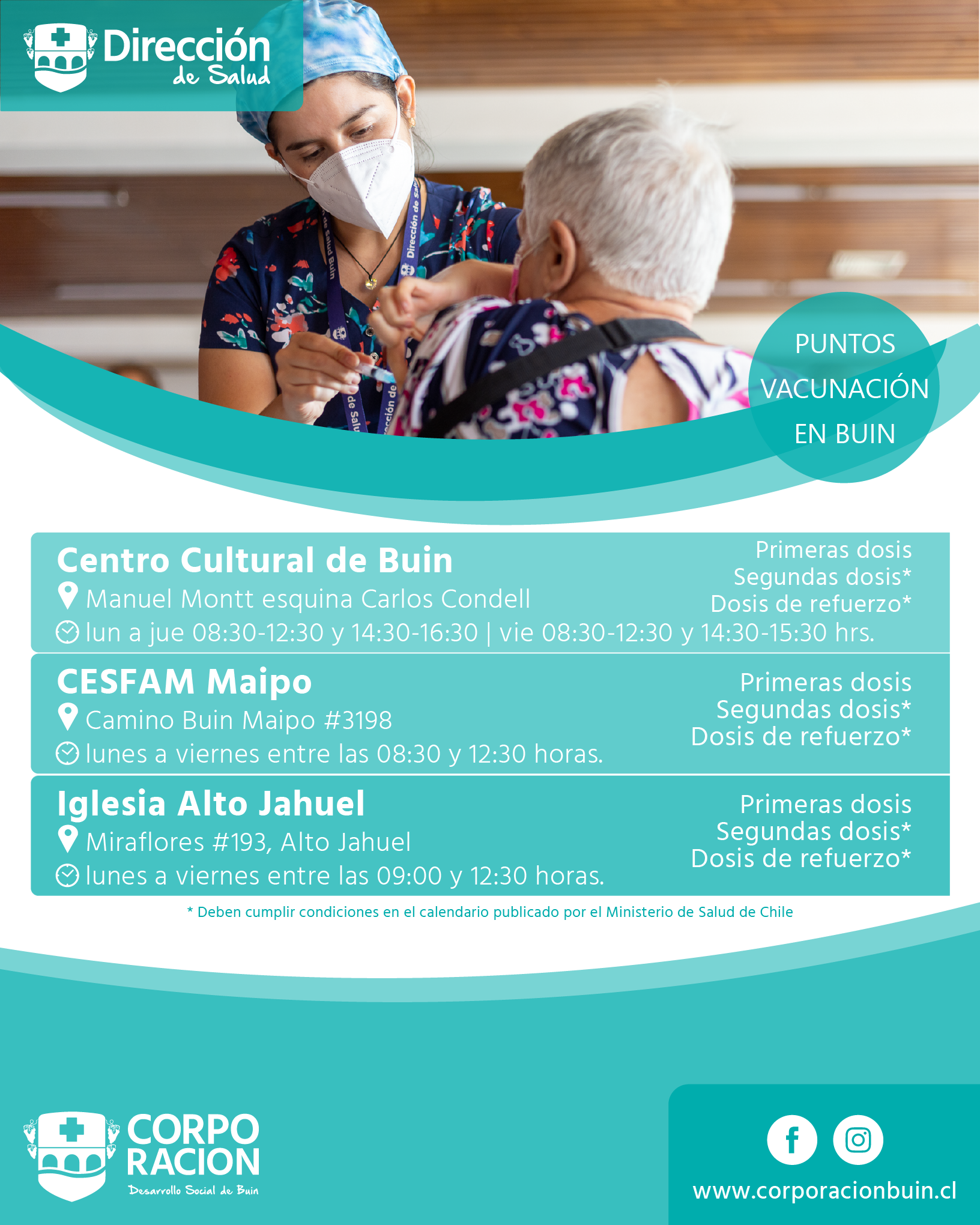 VACUNACIÓN COVID-19: HORARIOS EXTENDIDOS Y VACUNAS EN LOCALIDADES